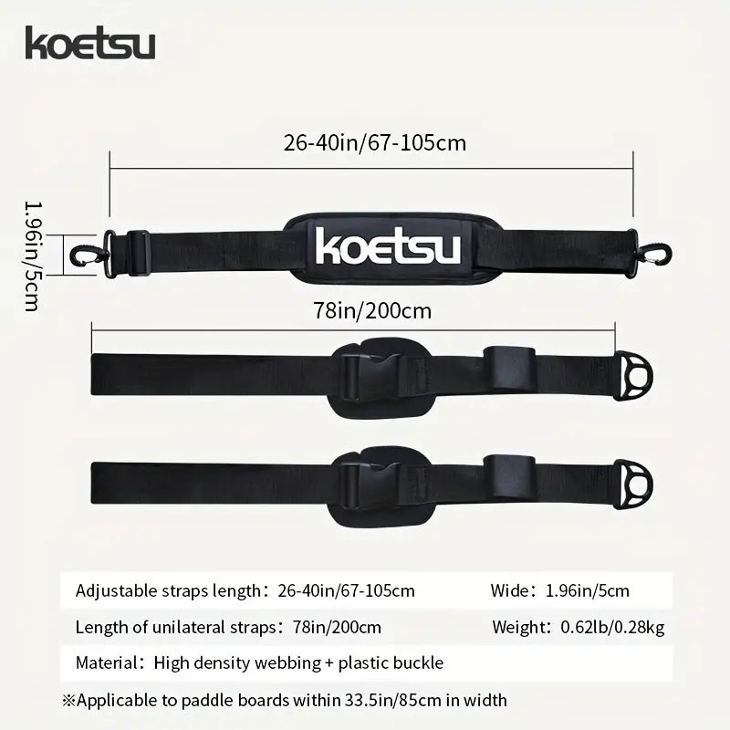 KOETSU Comfort Carry SUP Strap – Adjustable Hands-Free Board Transport Accessory