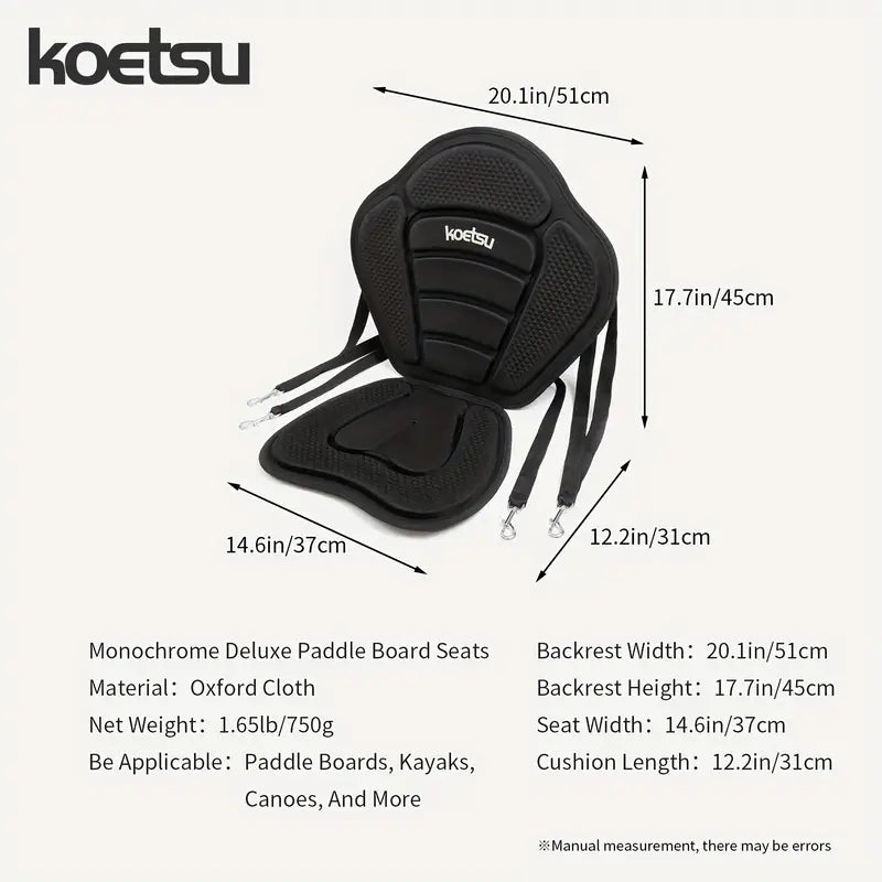 Koetsu Deluxe Paddle Board Seat – Adjustable Backrest for SUPs, Kayaks, Canoes, and More